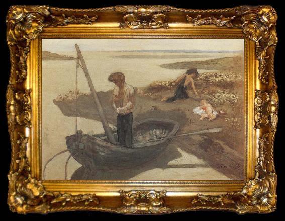 framed  Pierre Puvis de Chavannes The Poor Fisheman, ta009-2